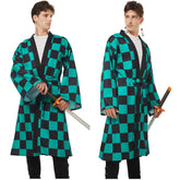 Demon Slayer: Kimetsu No Yaiba Kamado Tanjirou Umhang Erwachsene Unisex Haori mit Ohrringe